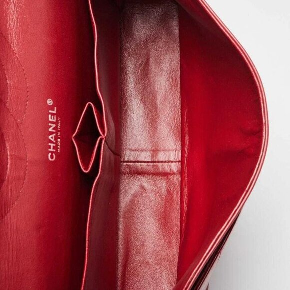 Chanel Red Quilted Patent Leather Classic Jumbo Double Flap Bag - Picture 5 of 9